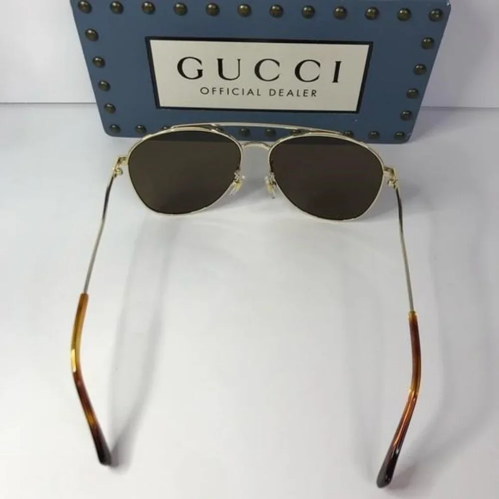 💯 - New Authentic Gucci Brown Pilot Ladies Sunglasses GG0969S 002